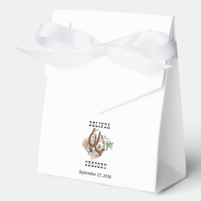 Western Country Cowboy Boho Kuh Skull Hochzeit Geschenkschachtel (Vorderseite)