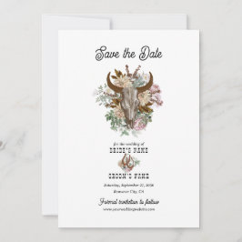Western Country Cowboy Boho Kuh Skull Hochzeit Save The Date