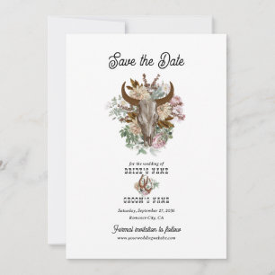 Western Country Cowboy Boho Kuh Skull Hochzeit Save The Date