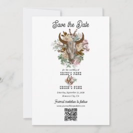 Western Country Cowboy Boho Kuh Skull Hochzeit Save The Date