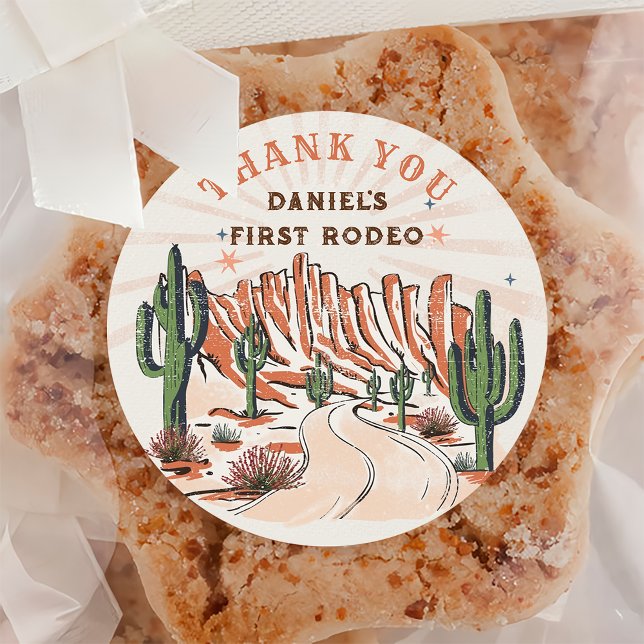 Western Country Cowboy Geburtstagsticker Runder Aufkleber (Von Creator hochgeladen)