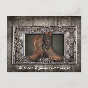 Western Country Cowboy Hochzeit speichern Sie das Ankündigungspostkarte