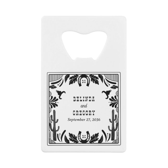 Western Country Cowboy Rustic Wedding  Geldbeutel Flaschenöffner (Vorderseite)