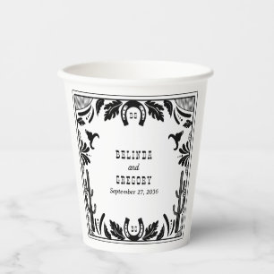 Western Country Cowboy Rustikale Hochzeit Pappbecher