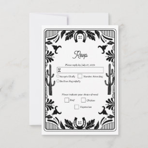 Western Country Cowboy Rustikale Hochzeit RSVP Karte