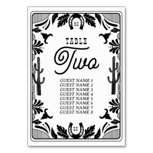 Western Country Cowboy Rustikale Hochzeit Tischnummer