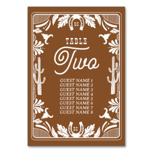 Western Country Cowboy Rustikale Hochzeit Tischnummer