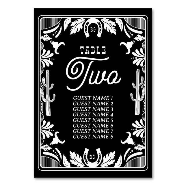 Western Country Cowboy Rustikale Hochzeit Tischnummer (Vorderseite)