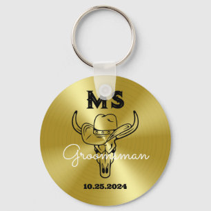Western Country Cowboy Wedding Monogram Trauzeuge Schlüsselanhänger