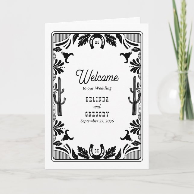 Western Country Cowboy Wedding Order of Service Programm (Vorderseite)