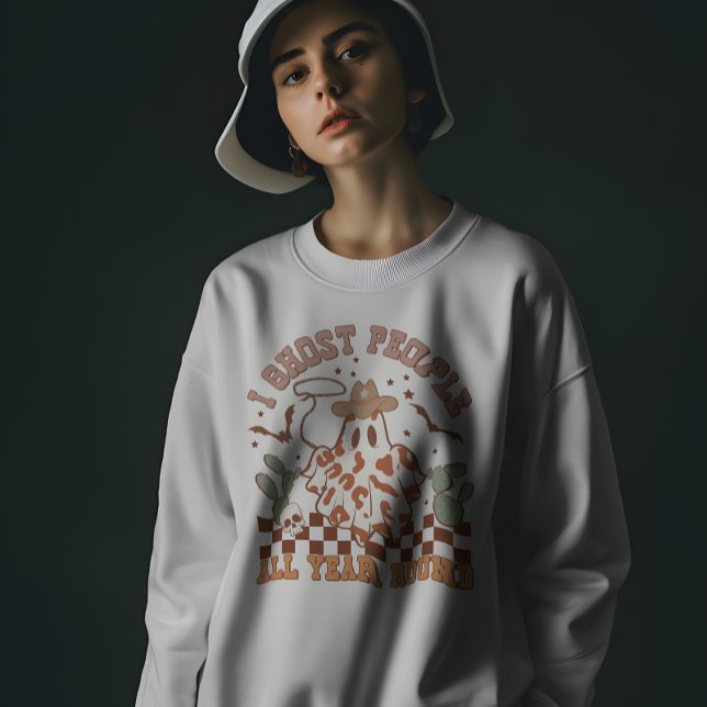 Western Country Cowgirl Funny Halloween Ghost Sweatshirt (Von Creator hochgeladen)