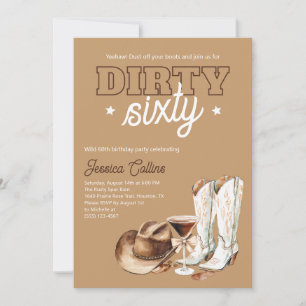 Western Country Dirty Sixty 60. Geburtstagsfeier Einladung