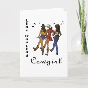 Western Country "Line Dancing Cowgirl" Card Karte