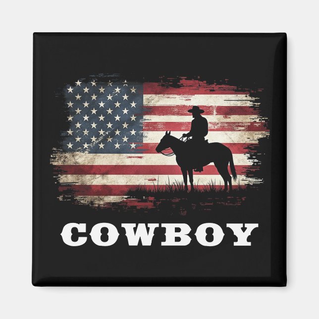 Western Country Men Rodeo Southern Retro Cowboy Magnet (Vorne)
