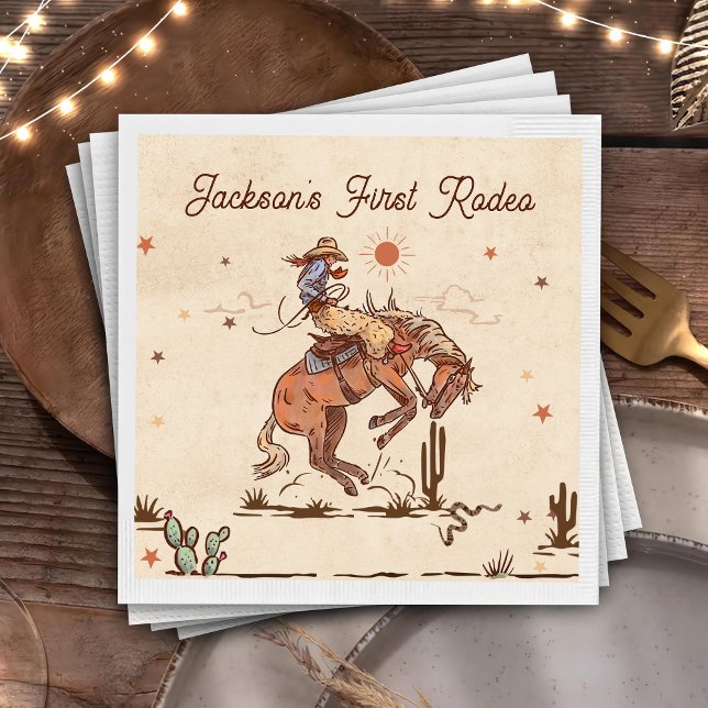 Western Country Rodeo Cowboy Birthday Paper Teller Serviette (Von Creator hochgeladen)