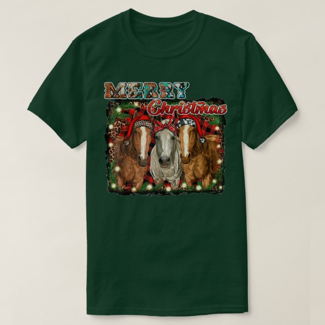 Western Country Rodeo Frohe Weihnachts Cowgirl Hor T-Shirt (Design vorne)