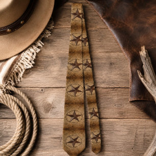 Western Country Rustic Burlap Primitive Texas Star Krawatte