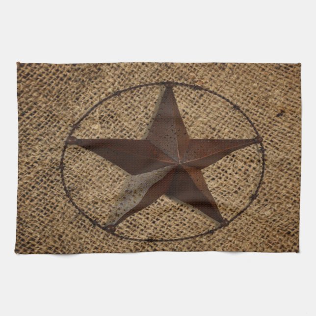 Western Country Rustic Burlap Primitive Texas Star Küchentuch (Horizontal)
