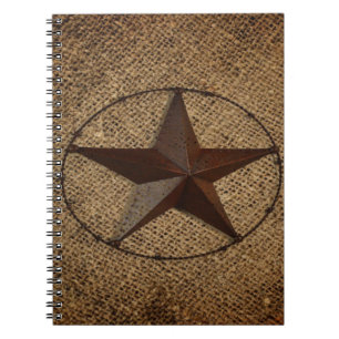 Western Country Rustic Burlap Primitive Texas Star Notizblock