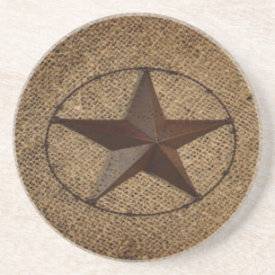 Western Country Rustic Burlap Primitive Texas Star Untersetzer