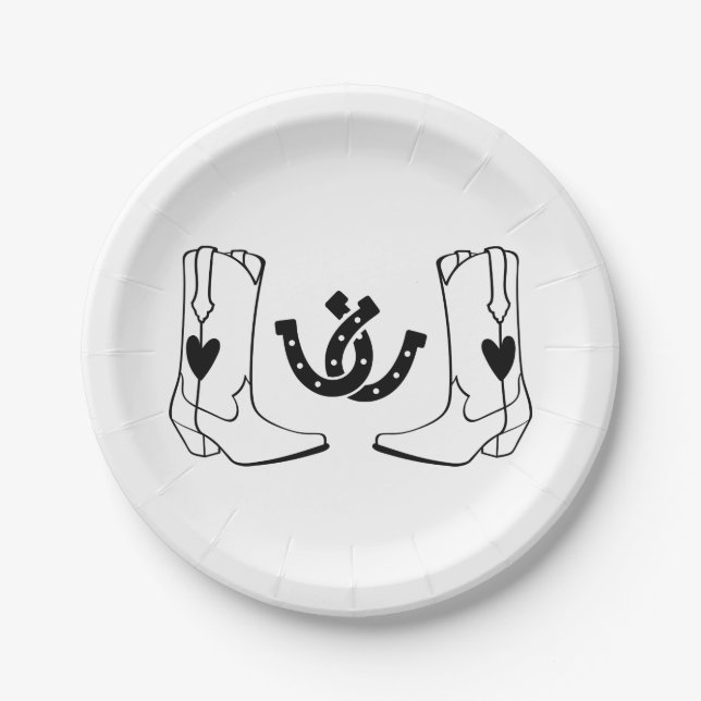 Western Country Wedding Rustic Cowboy Black Pappteller (Vorderseite)