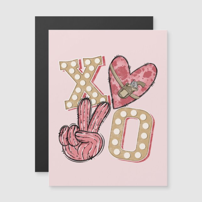 Western Country Xoxo | Hugs und Kisses Magnetkarte (Vorne/Hinten)