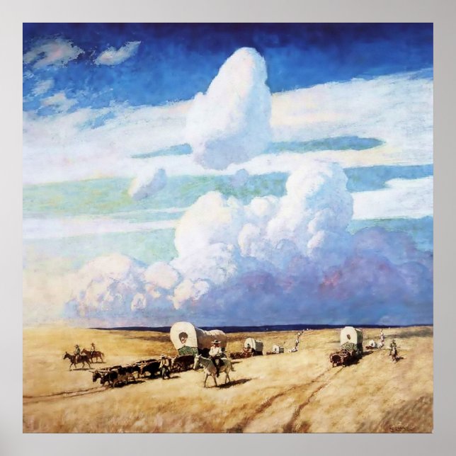 Western "Covered Wagons" Art von NC Wyeth Poster (Vorne)