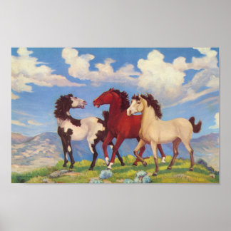 Western Cow Ponies Poster