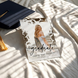 Western Cow Print Foto Graduation Party Einladung