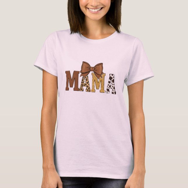 Western Cow Print Mama T - Shirt (Vorderseite)