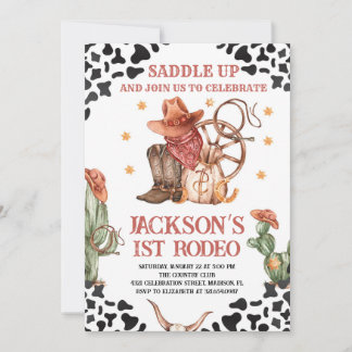Western Cowboy 1. Rodeo Geburtstagsparty Einladung
