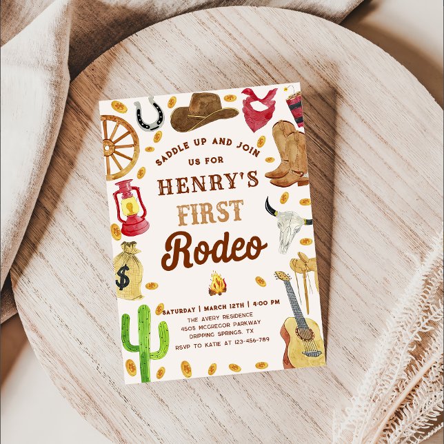 Western Cowboy 1. Rodeo Geburtstagsparty Einladung (Von Creator hochgeladen)