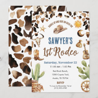 Western Cowboy “1st Rodeo” Birthday Invitation Einladung
