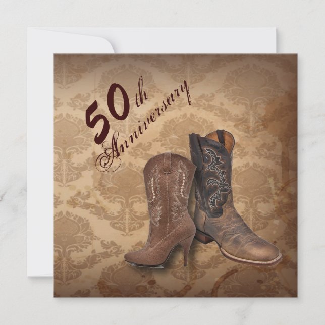 Western Cowboy 50. Hochzeitstag Einladung (Vorderseite)