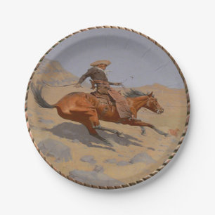 Western-Cowboy-alter WestParty-Teller Pappteller