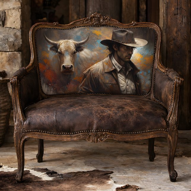 Western Cowboy and Longhorn Art Decoupage Seidenpapier (Western Cowboy and Longhorn Art Decoupage Tissue Paper Mockup)