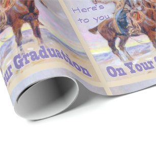 Western Cowboy auf Pferd Abschluss Toast Geschenkv Geschenkpapier