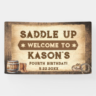 Western Cowboy auf Sattel Banner