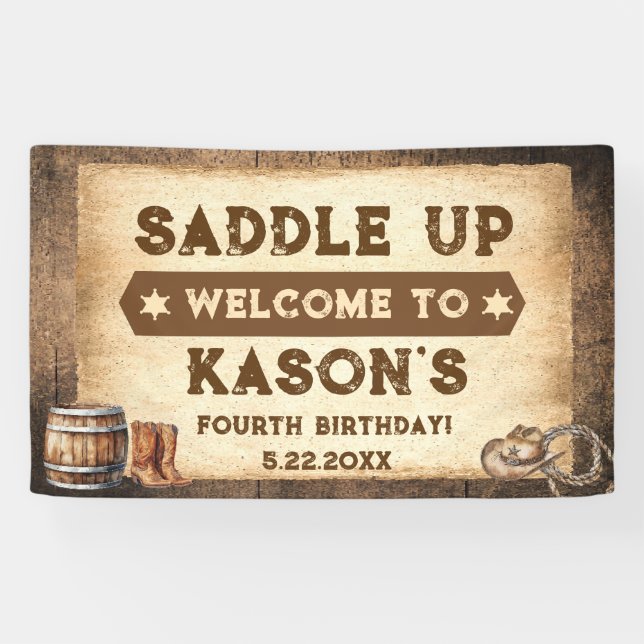 Western Cowboy auf Sattel Banner (Horizontal)