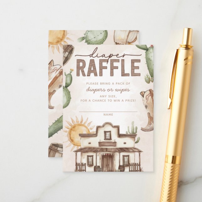 Western Cowboy Baby Duschdusche Windelwanne Begleitkarte (Vorderseite/Rückseite Beispiel)