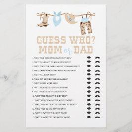 Western Cowboy Baby Dusche Ratet Wer Game Flyer