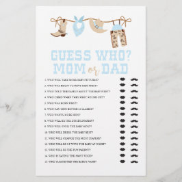 Western Cowboy Baby Dusche Ratet Wer Game Flyer