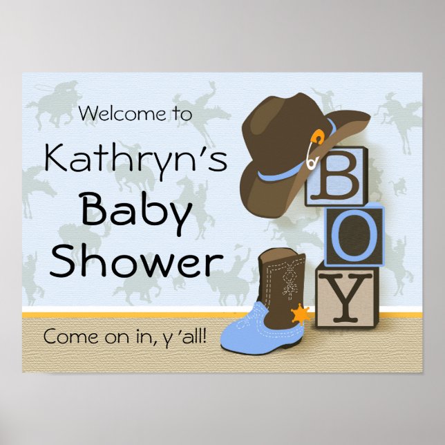 Western Cowboy Baby Duschzeichen Poster (Vorne)