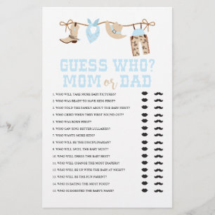Western Cowboy Baby Shower Rate mal, wer es ist Sp Flyer