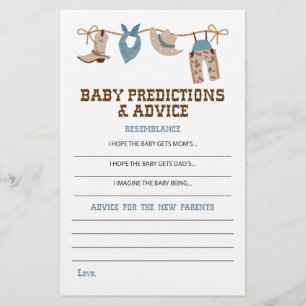 Western Cowboy Baby Shower Ratschläge und Vorhersa Flyer