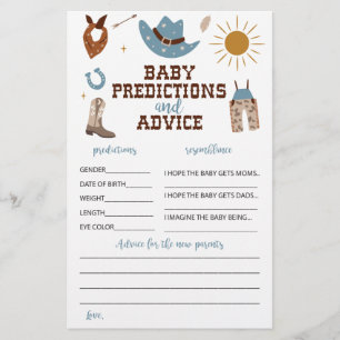 Western Cowboy Baby Shower Ratschläge und Vorhersa Flyer