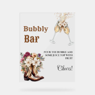 Western Cowboy Bachelorette Bubbly Bar Table Sign Acrylschild