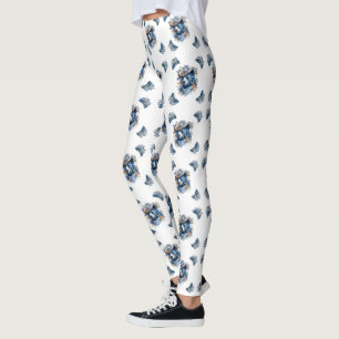 Western Cowboy Bär - Blauer Bär mit floraler Banda Leggings