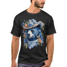 Western Cowboy Bär - Blauer Bär mit floraler Banda