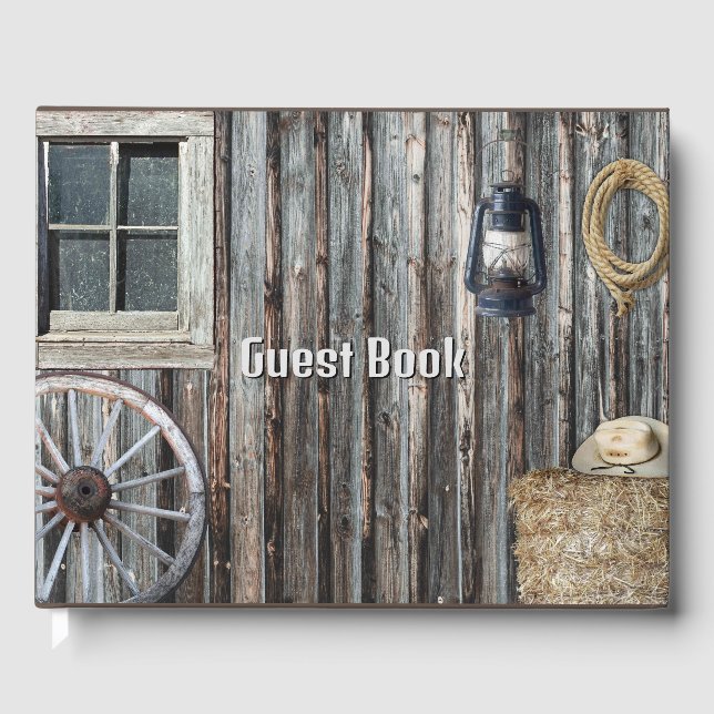 Western Cowboy Barn Tapestry Gästebuch (Vorderseite)